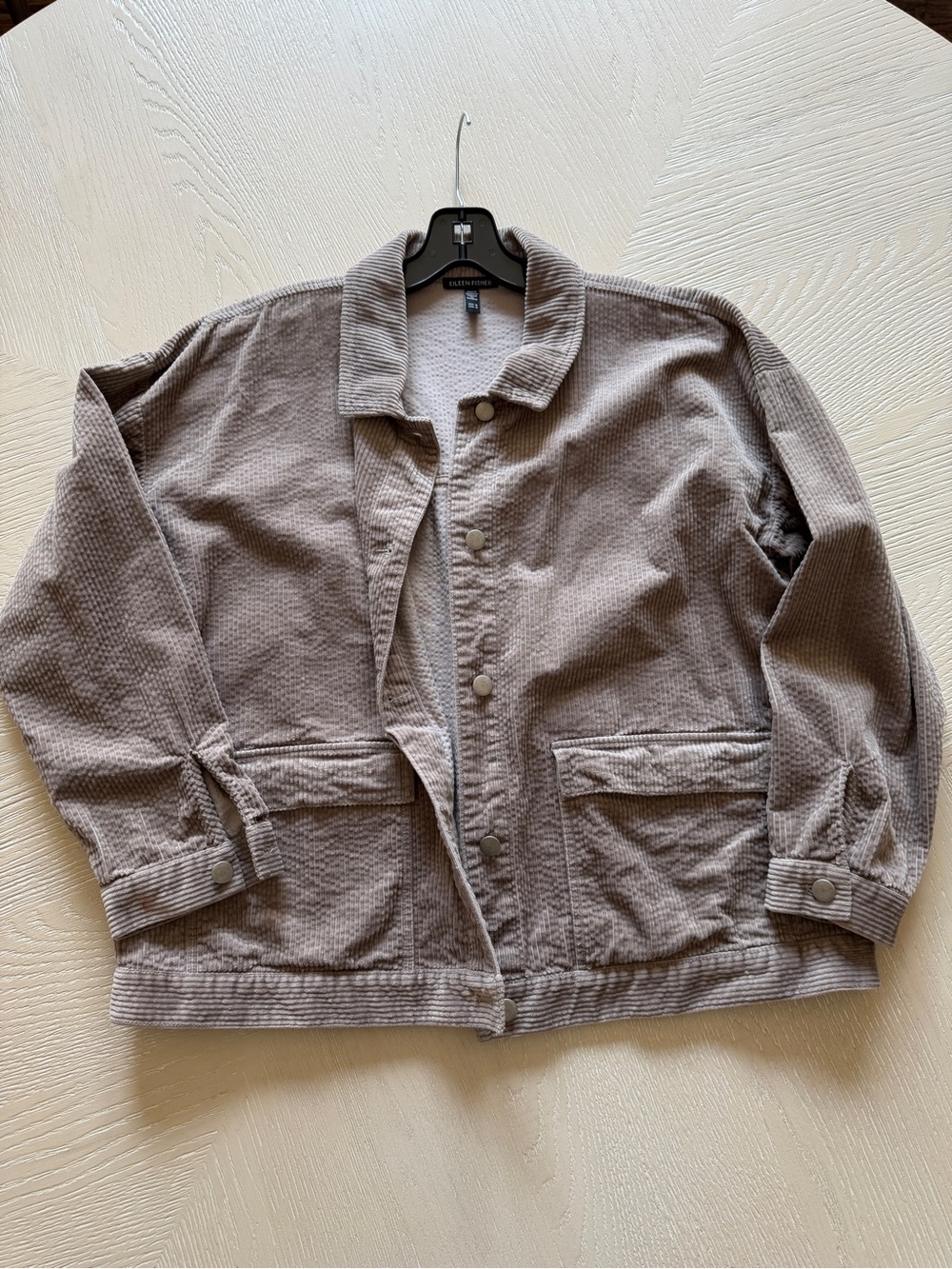 Eileen Fisher Taupe Corduroy Button-Front Jacket